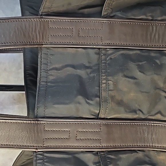 Hermès Brown Nylon Leather Strap Silver Tote Weekender Shoulder Bag Duffle Purse - Picture 3 of 12